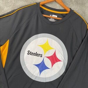 NFL Team‎ Apparel Pittsburgh Steelers Shirt Mens Large Black  Long Sleeve Logo